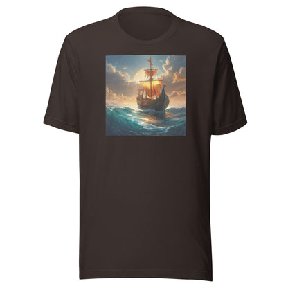 Sunset Ship Men's T-Shirt Brown