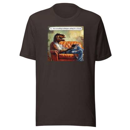 T-Rex Arm Wresting Technique Men's Funny T-Shirt Brown