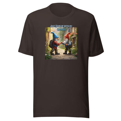 Just Hangin' with my Gnomies Men's Funny T-Shirt Brown