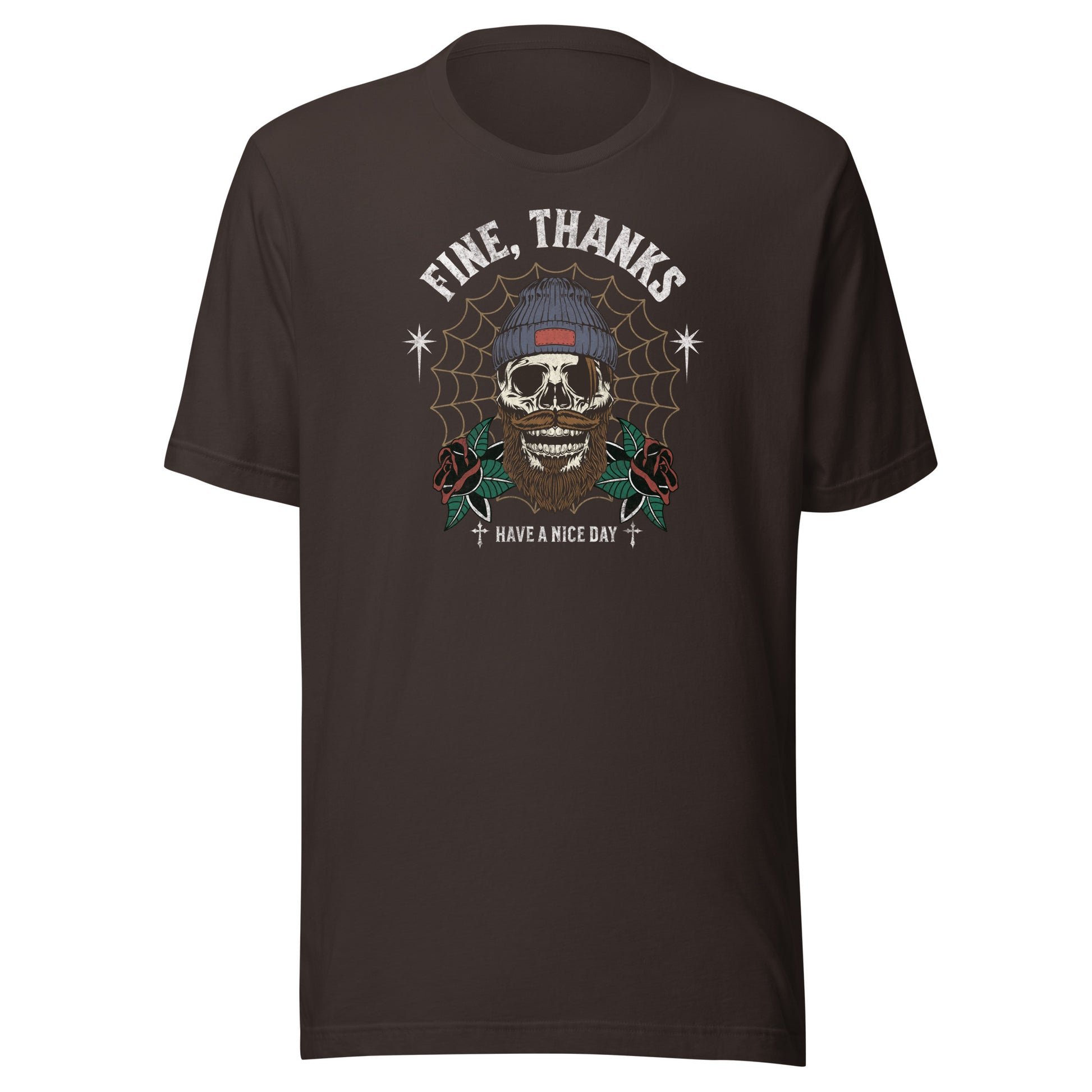 Fine Thanks Skull Men's Funny T-Shirt Brown