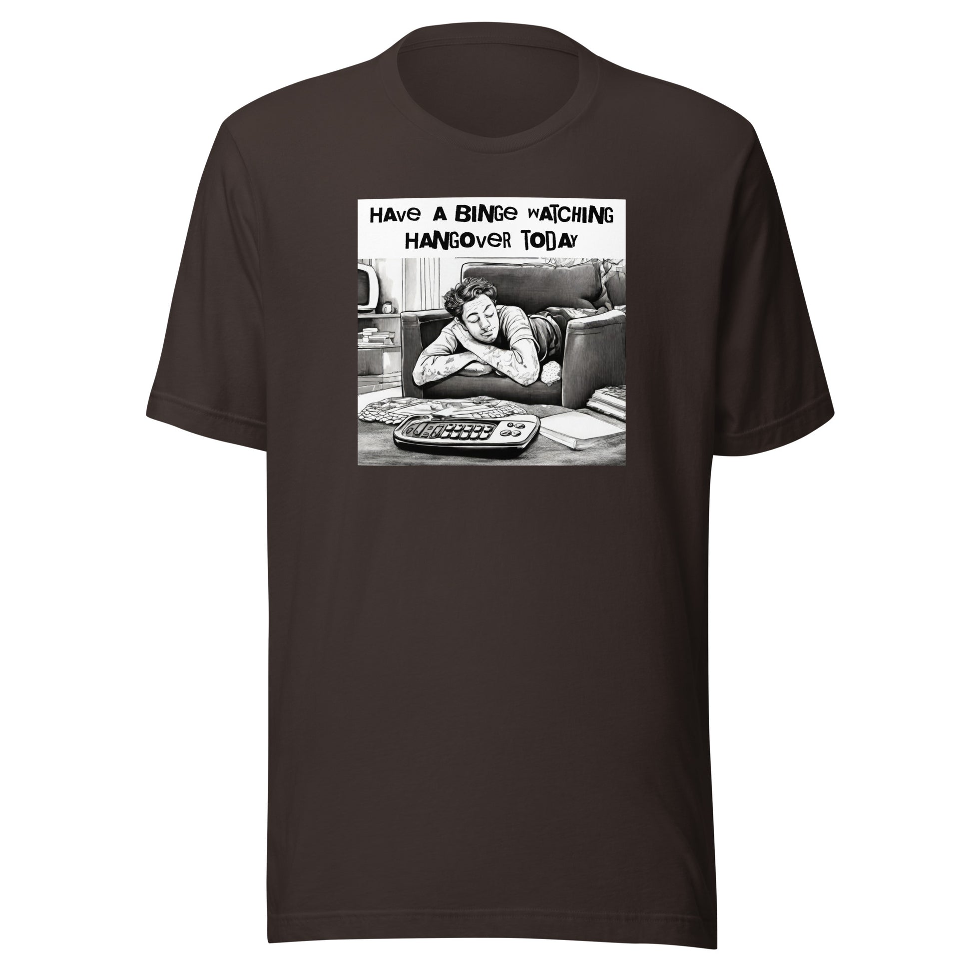 Binge Watching Hangover Men's Funny T-Shirt Brown