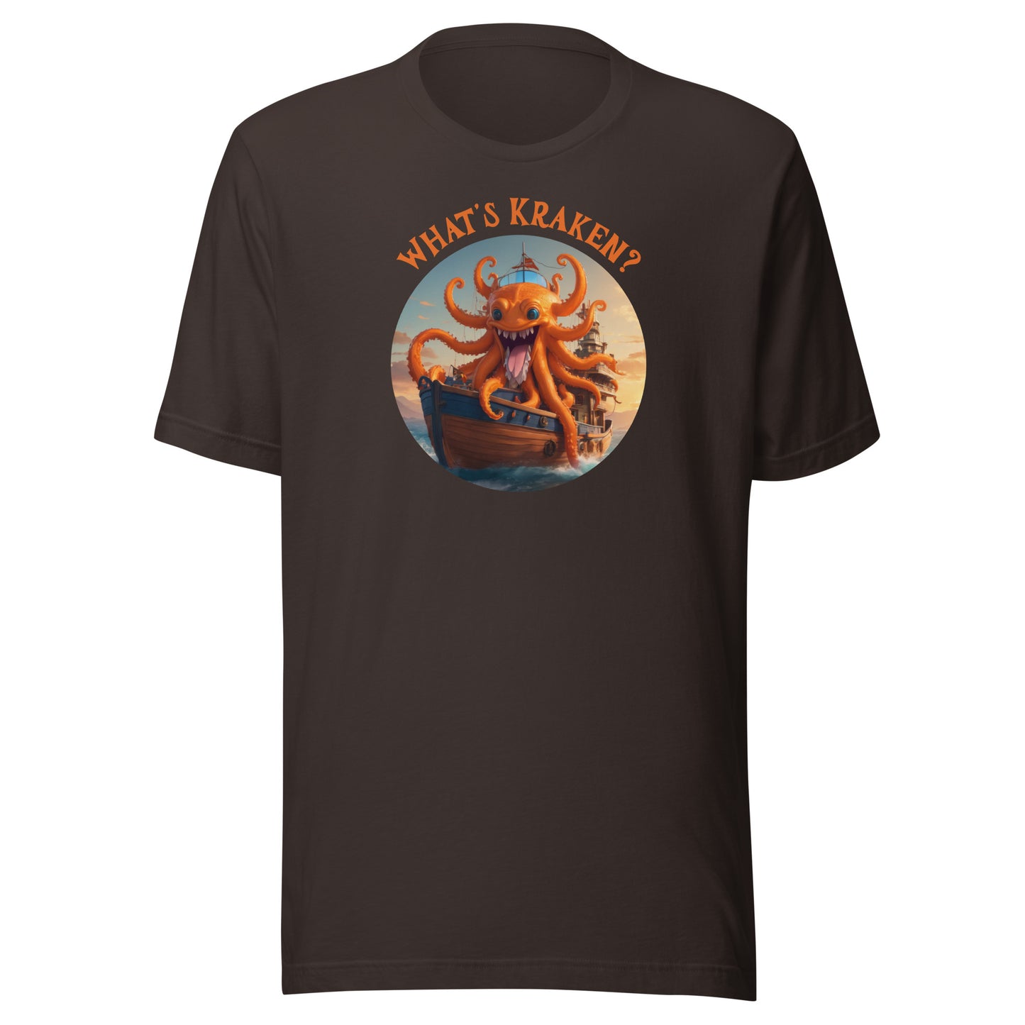 What's Kraken Men's Funny T-Shirt Brown