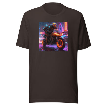 Cyberpunk Motorcycle Men's T-Shirt Brown