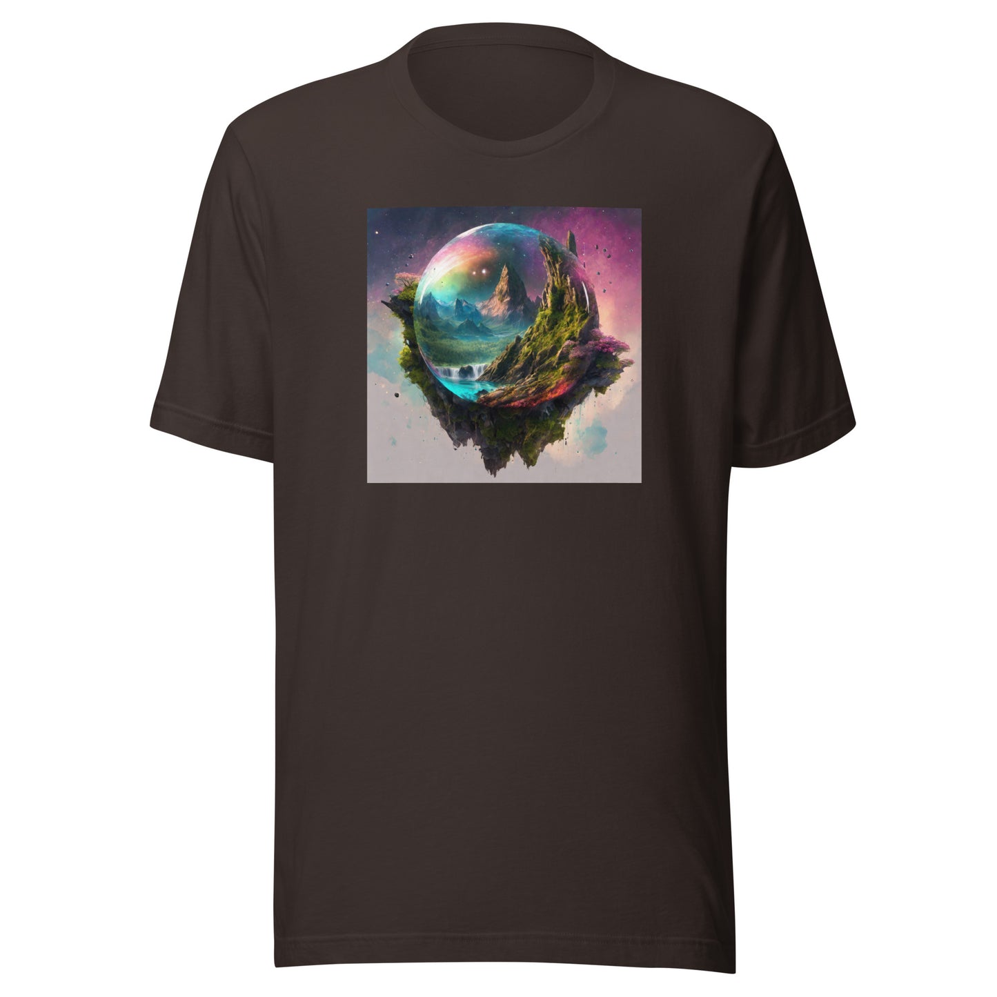 Bubble in Space Men's Sci-Fi T-Shirt Brown