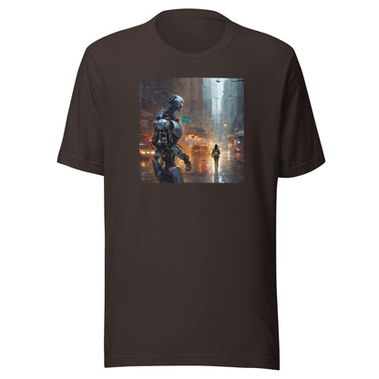 Cyborg in the City Men's Sci-Fi T-Shirt Brown