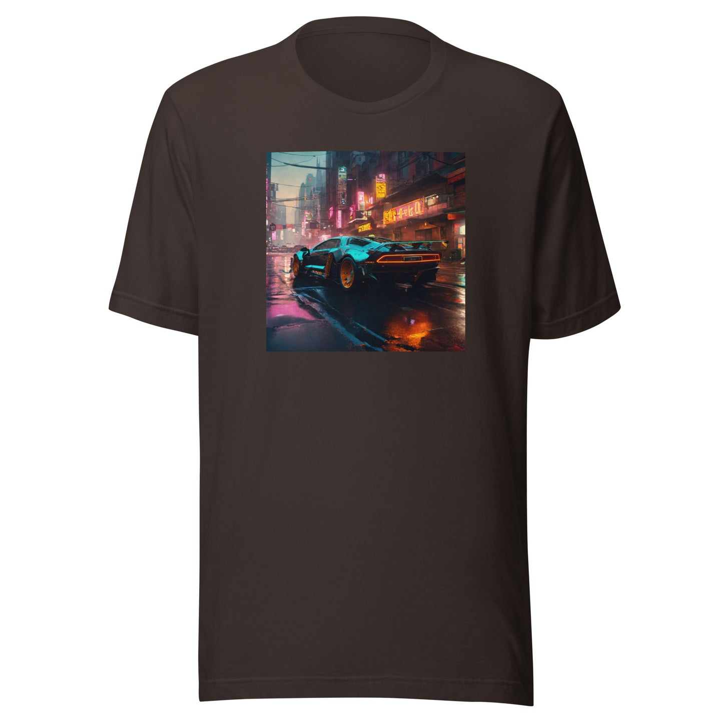 Cyberpunk Car Men's Futuristic T-Shirt Brown