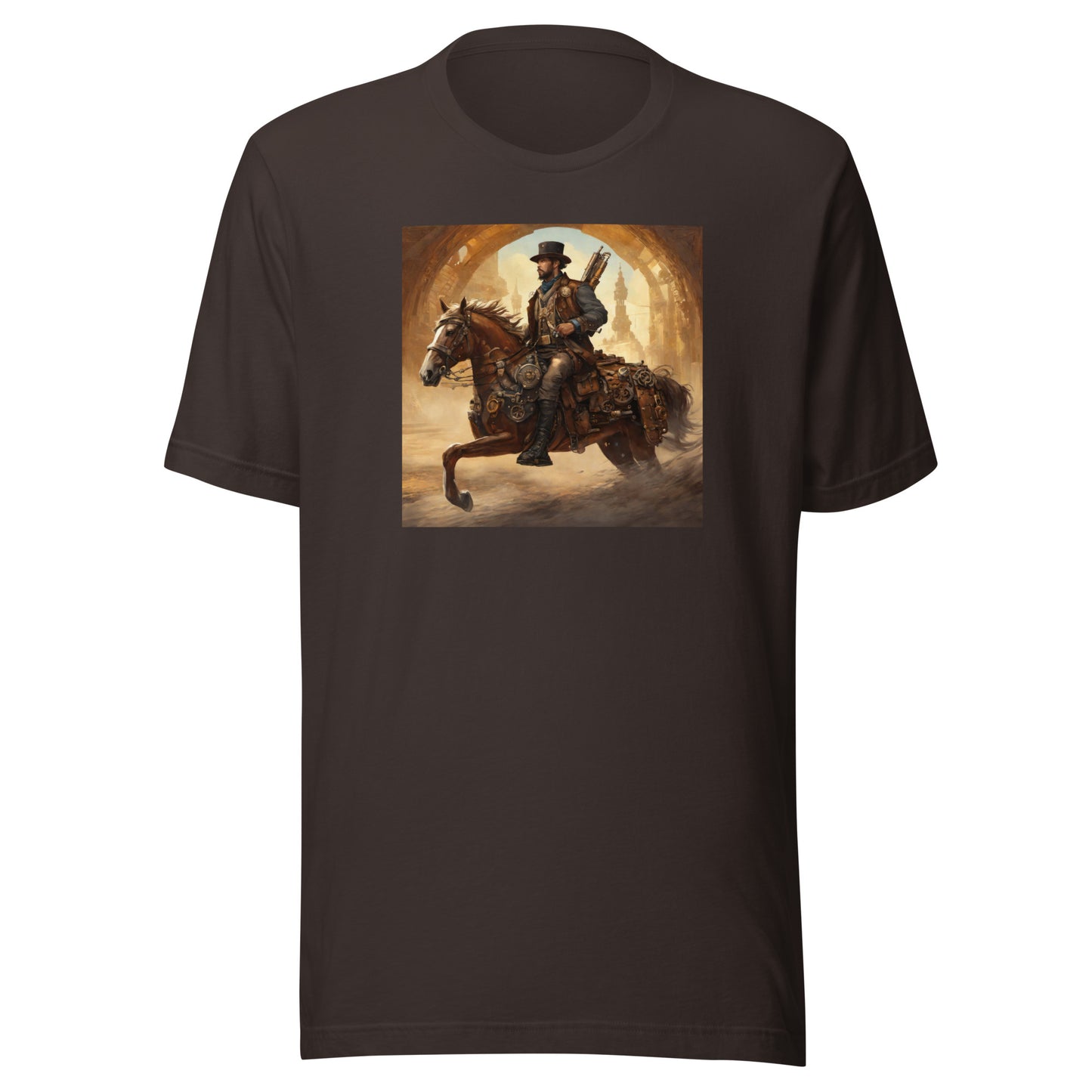 Geared Up Gunslinger Men's Steampunk T-Shirt Brown