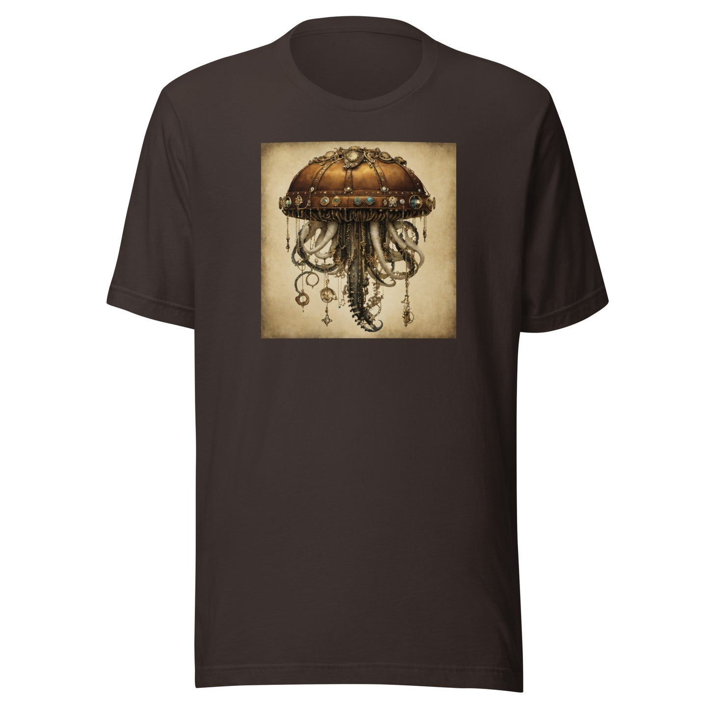 Steampunk Jellyfish Men's Graphic Tee Brown