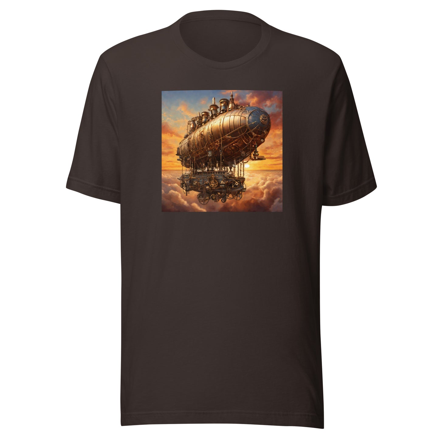 Amazing Airship Men's Steampunk T-Shirt Brown