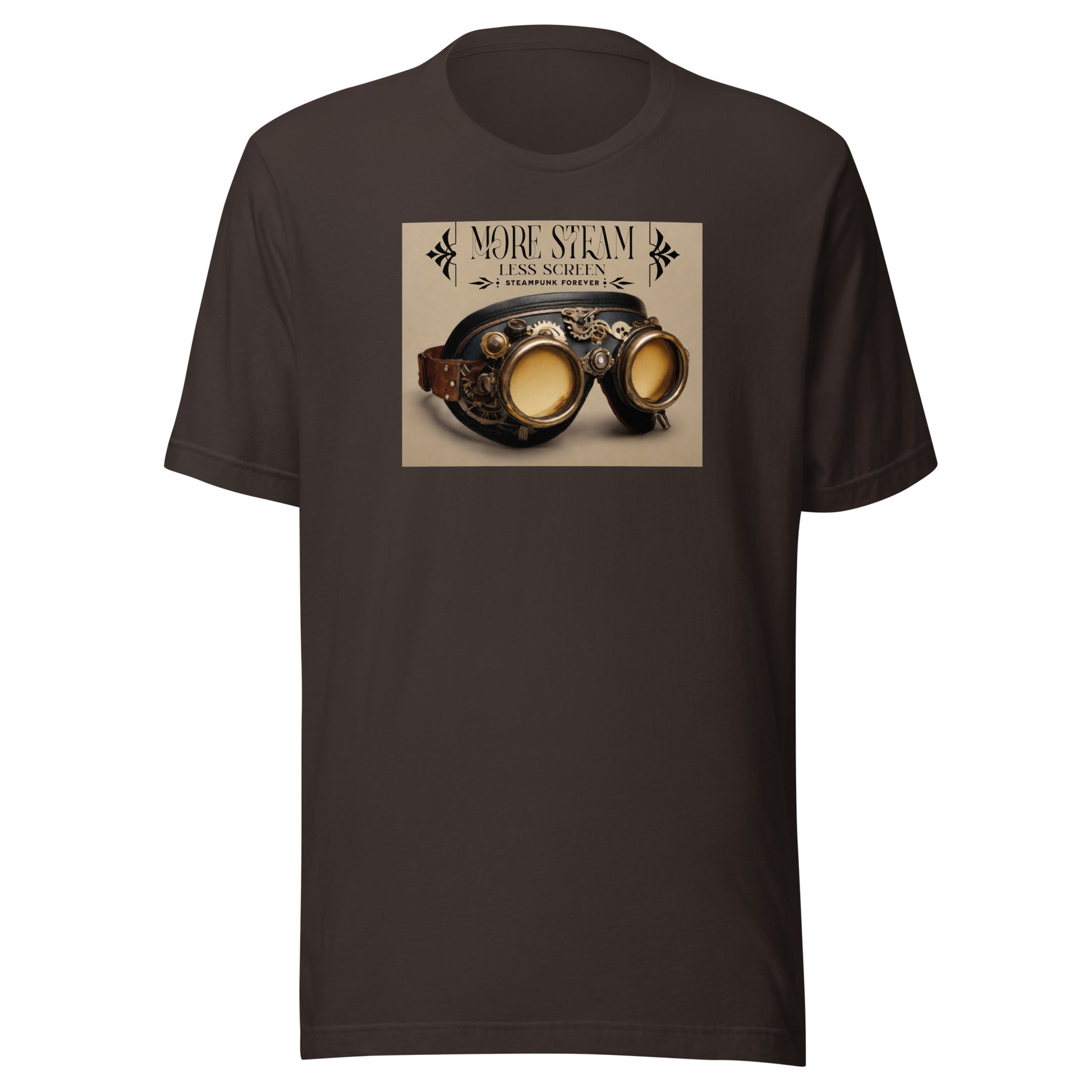 More Steam Less Screen Men's Steampunk T-Shirt Brown