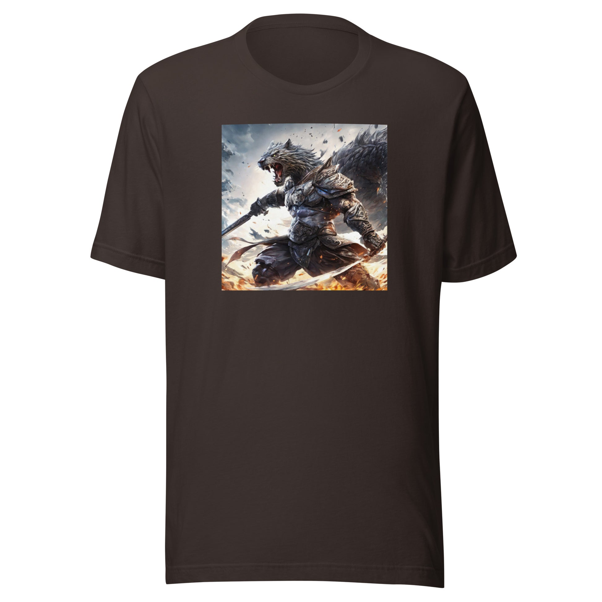 Raging Savage Men's Anime T-Shirt Brown