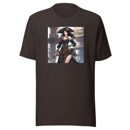 Anime Pirate Queen Men's Graphic Tee Brown