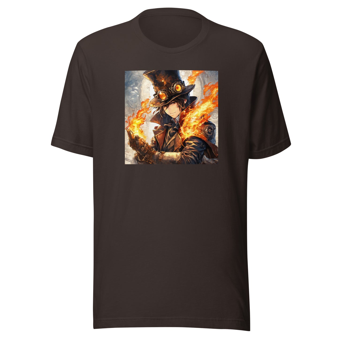 Steampunk Firebender Men's Anime T-Shirt Brown