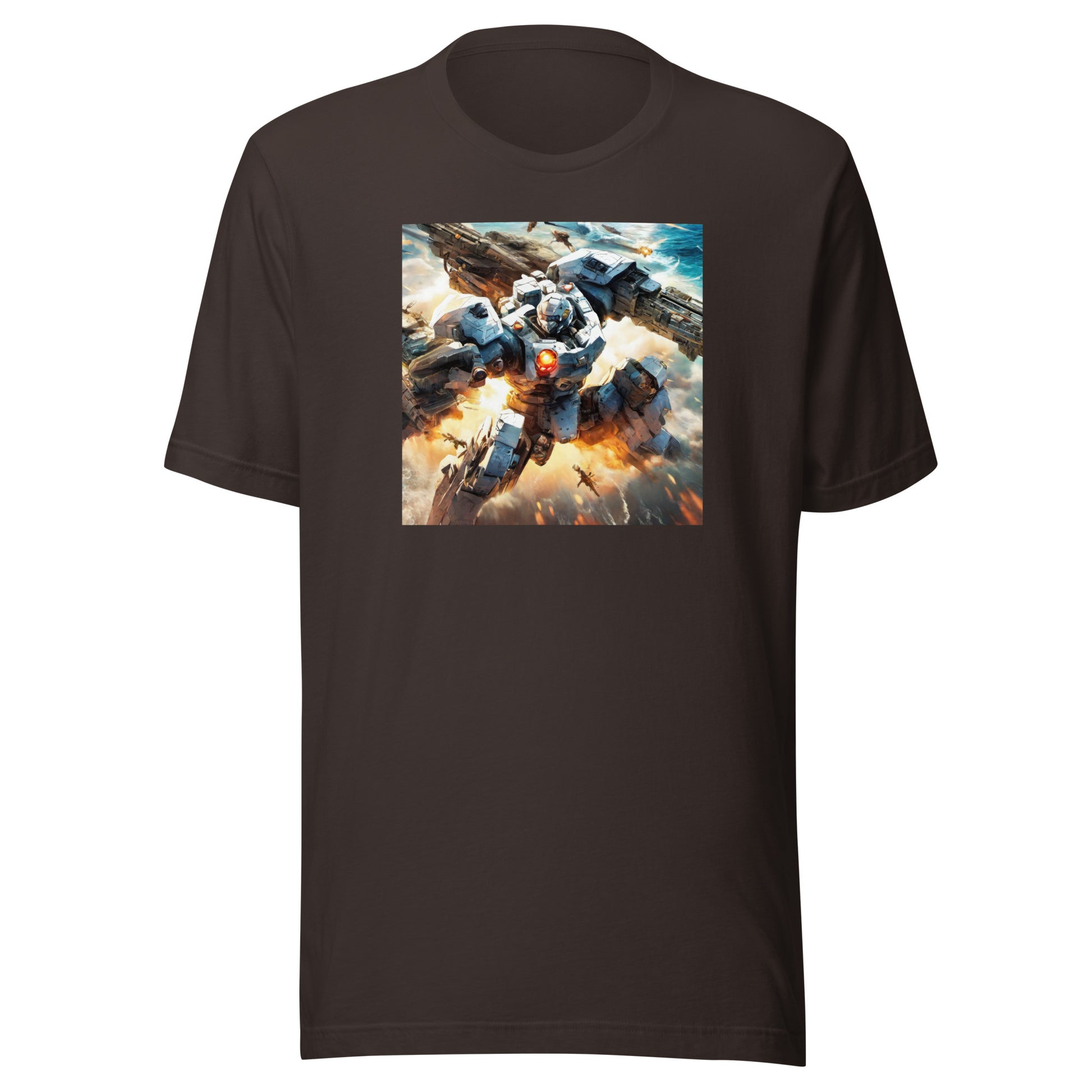 Bot in Battle Men's Anime T-Shirt Brown