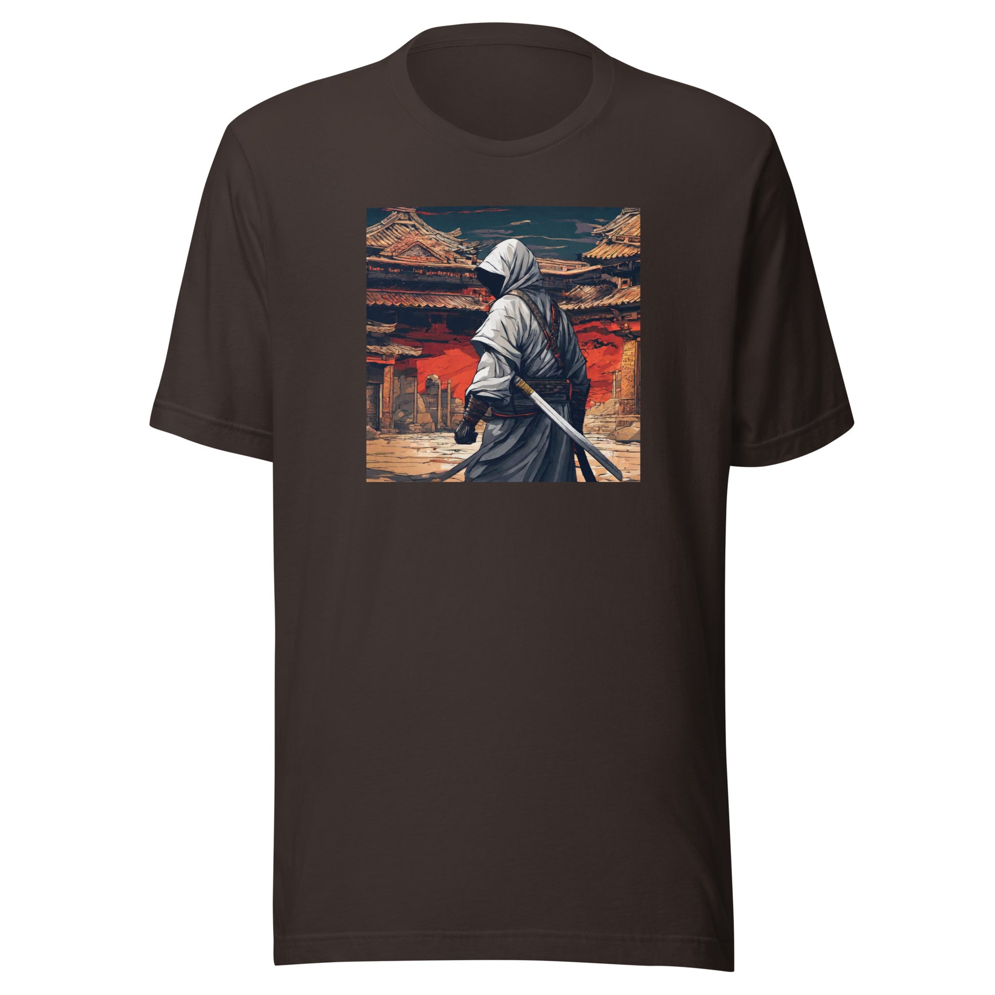 Shadowy Samurai Men's Anime T-Shirt Brown