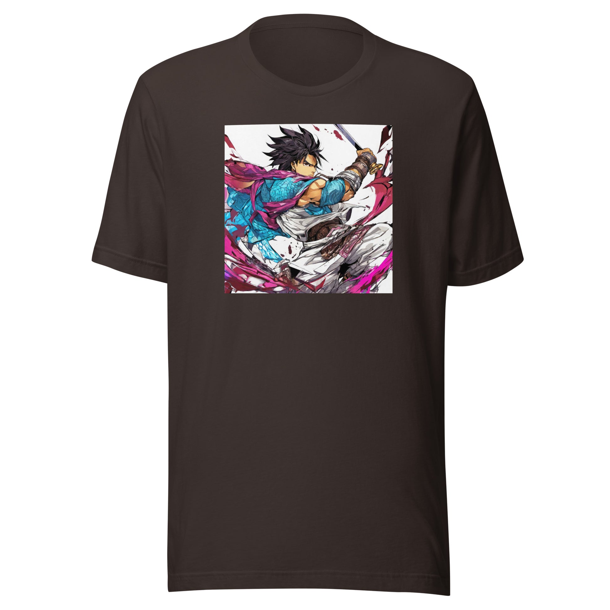 Mighty Fighter Men's Anime T-Shirt Brown