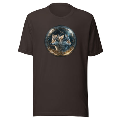 Twin Spirit Wolves Men's Graphic Men's Tee Brown