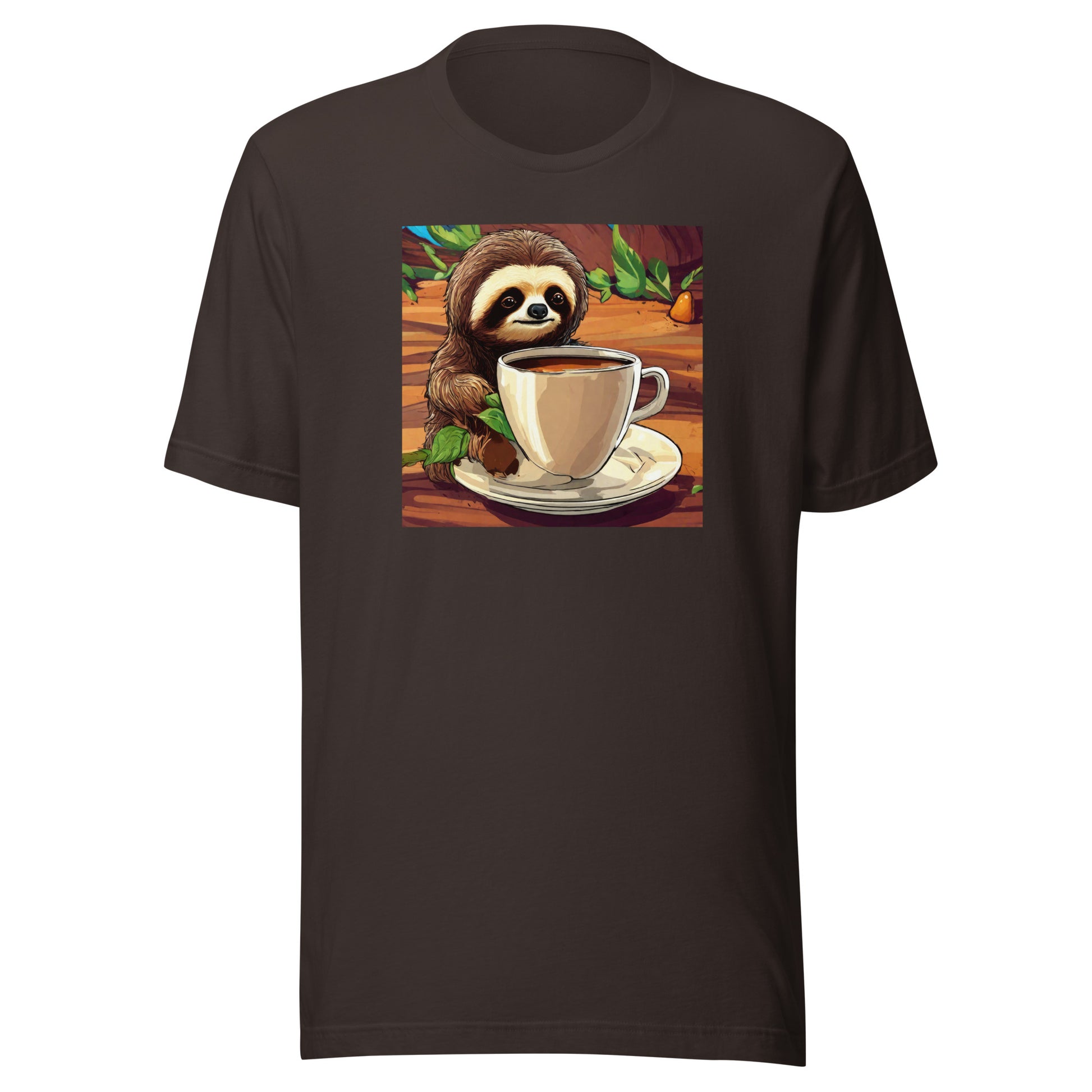 Slow Morning Men's Funny Sloth T-Shirt Brown