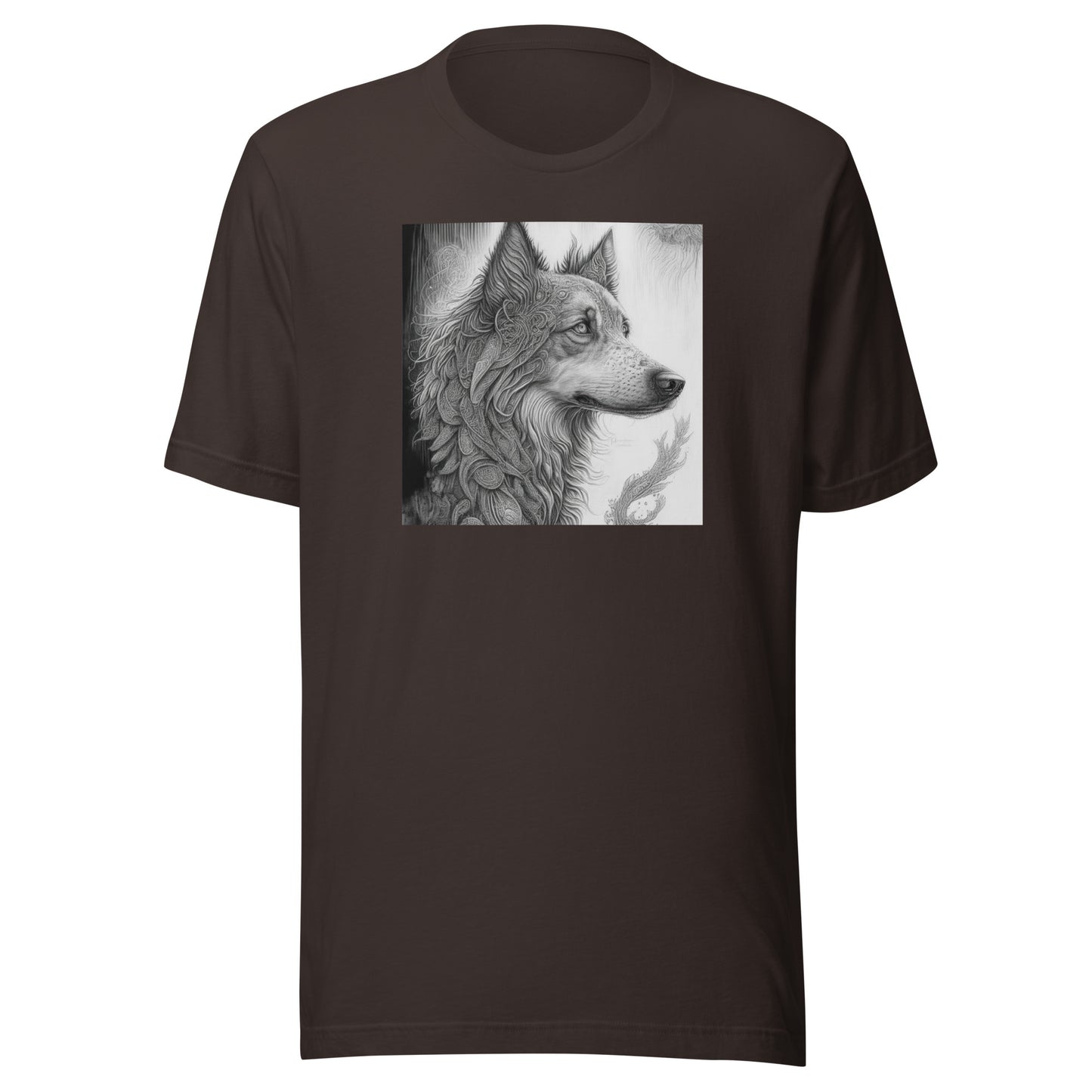 Serene Wolf Men's Graphic Tee Brown