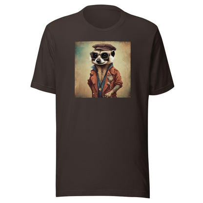 Hipster Ferret with Tattoos Men's Funny T-Shirt Brown