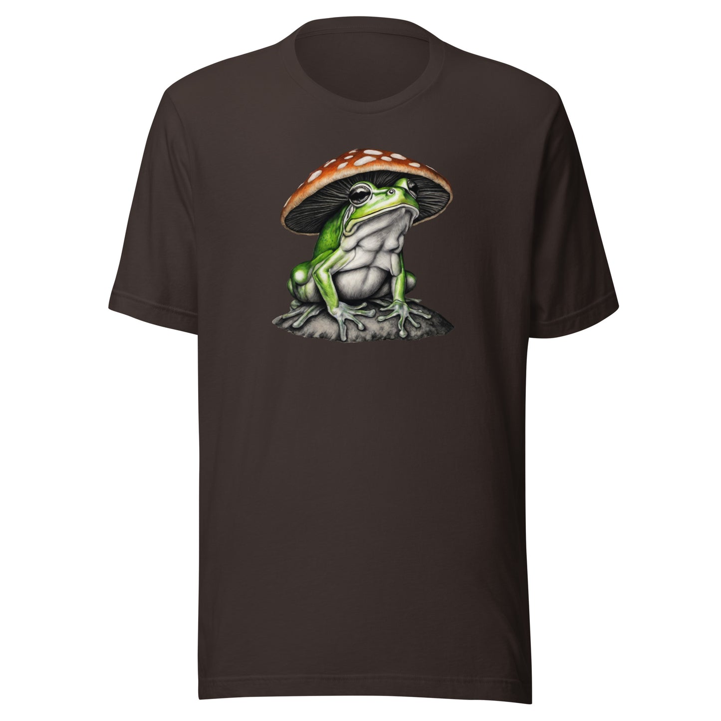 Frog in Shroom Cap Men's Graphic Tee Brown