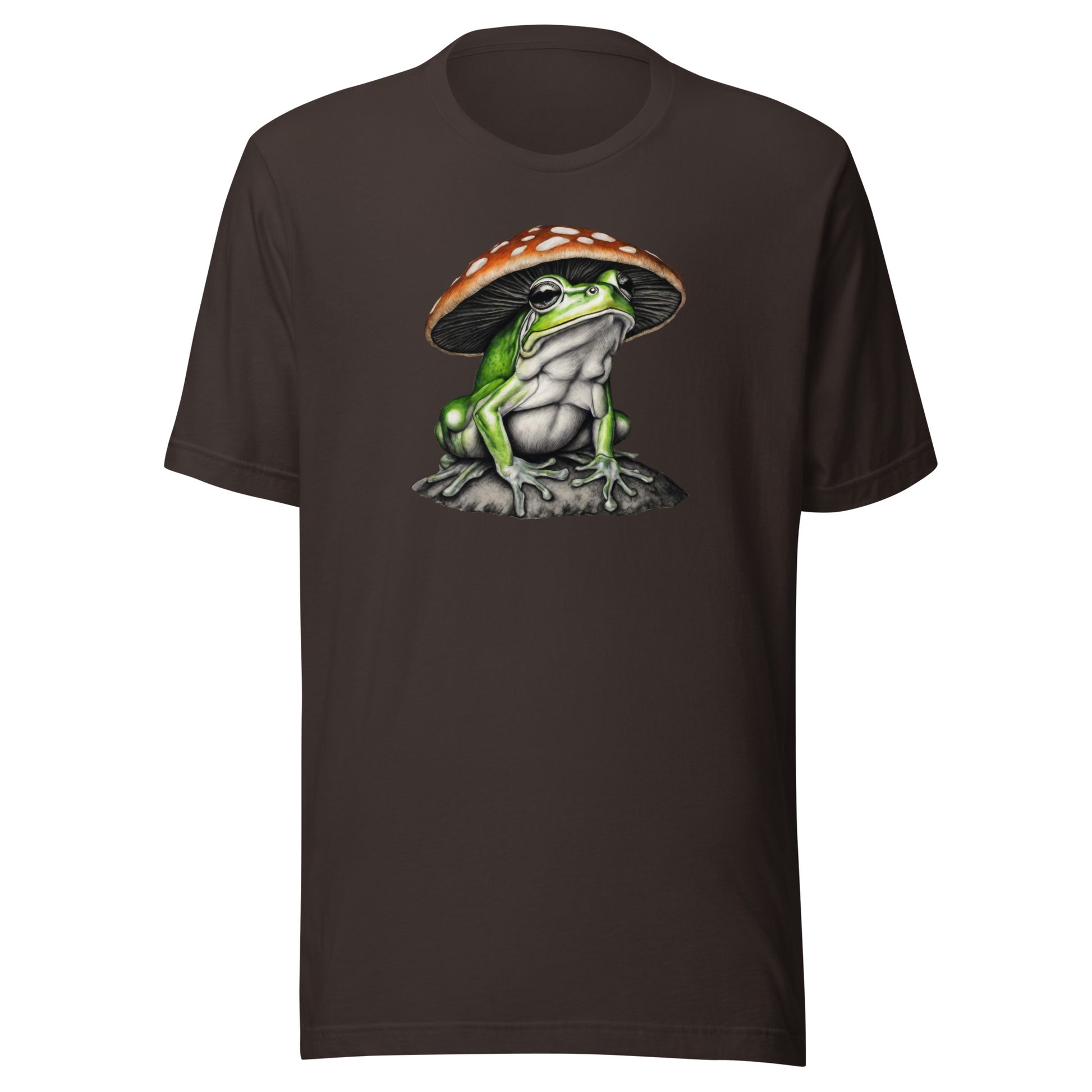 Frog in Shroom Cap Men's Graphic Tee Brown