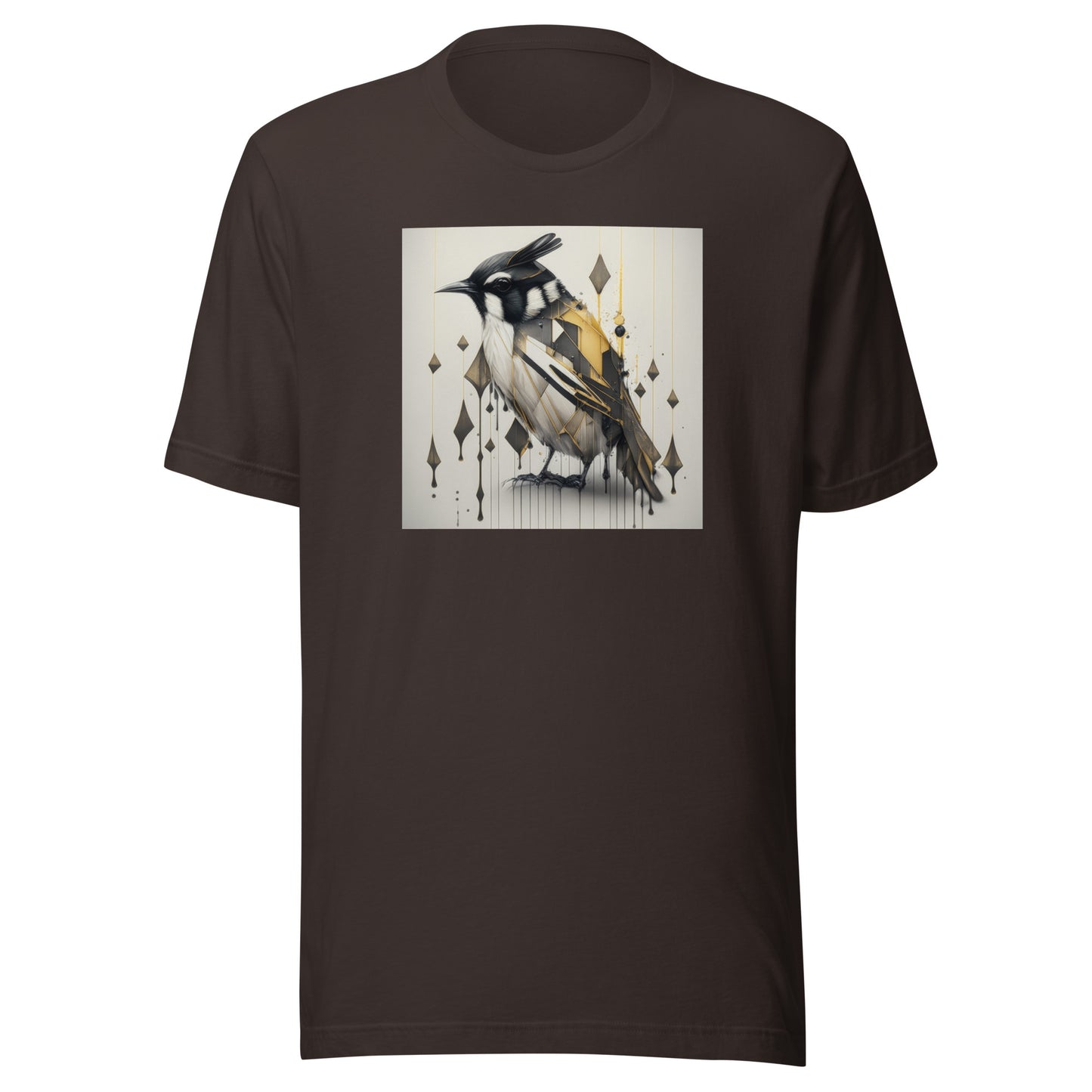 Geometric Chickadee Bird Men's Graphic Tee Brown