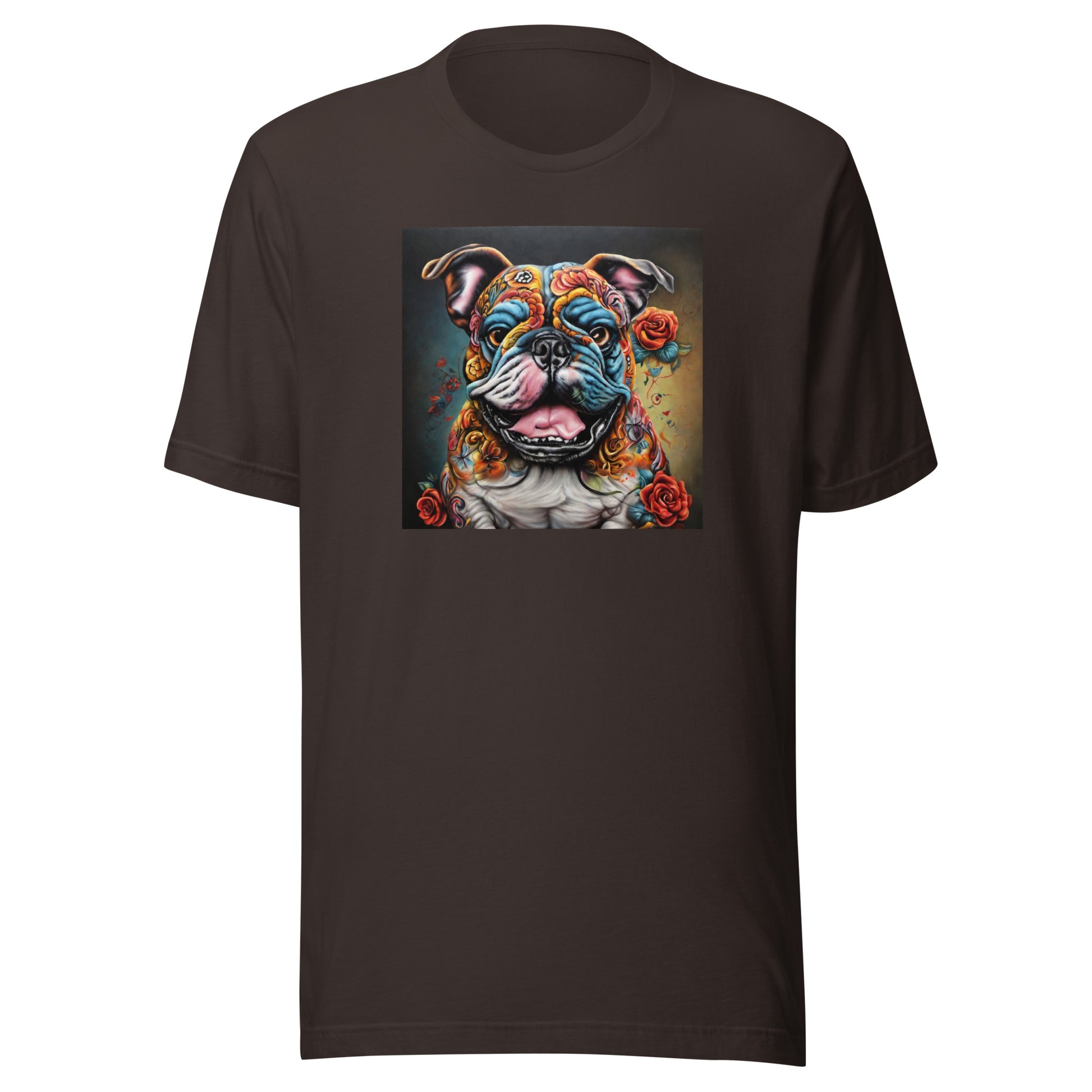 Day of the Dead Bulldog Men's Dog Lover Tee Brown