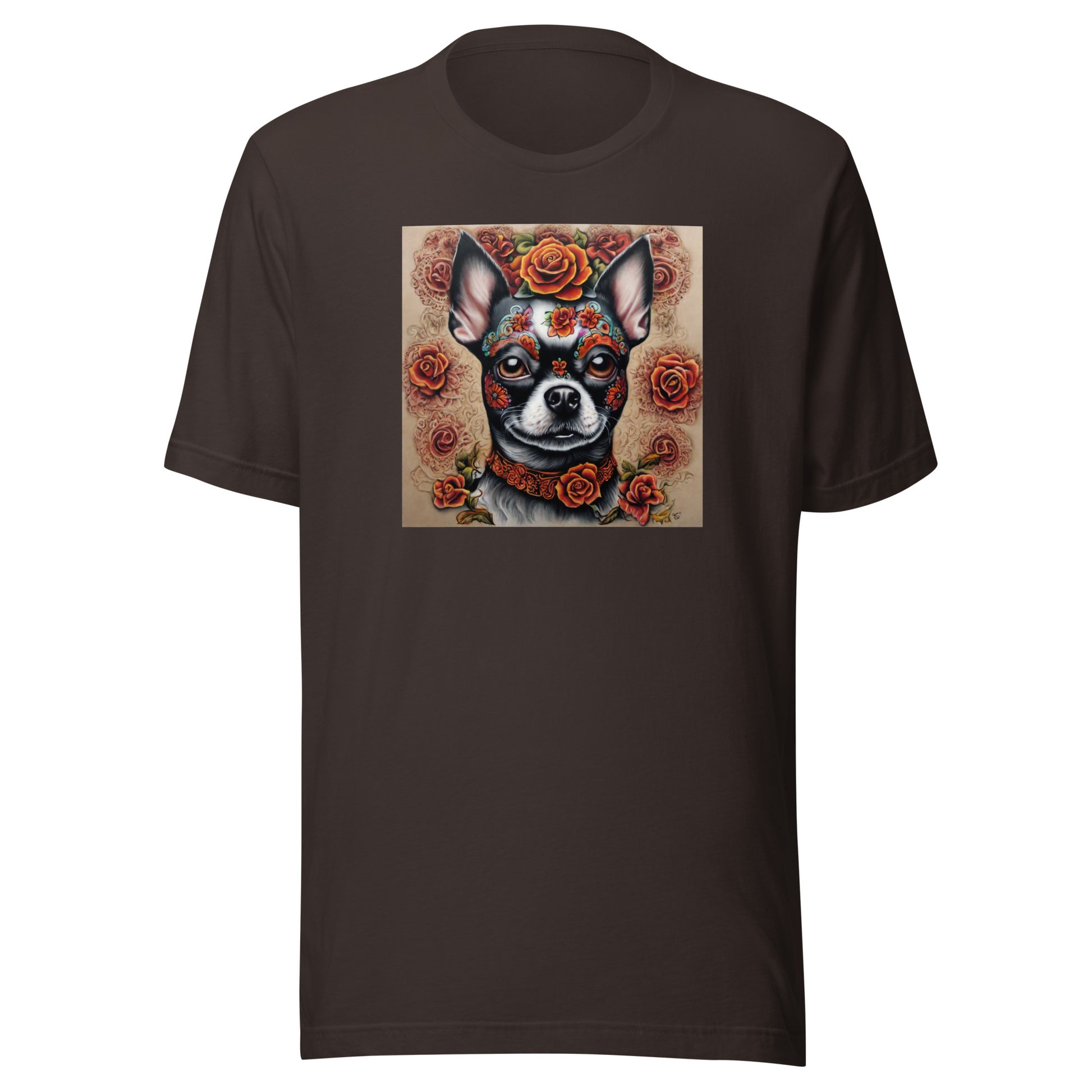 Day of the Dead Chihuahua Men's Dog Lover T-Shirt Brown