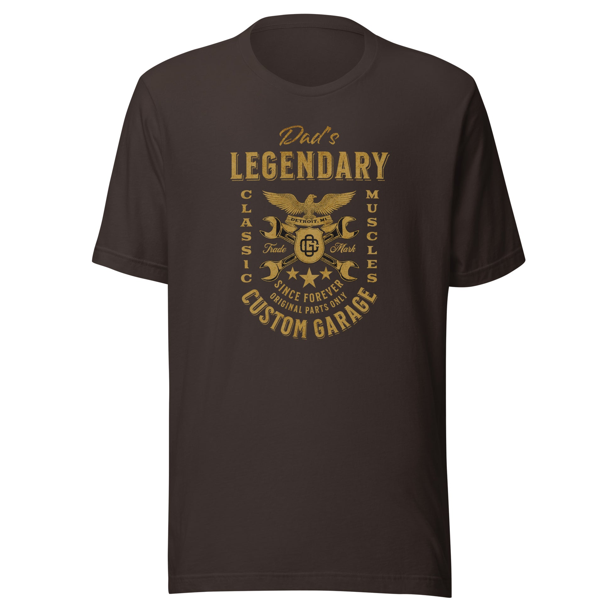 Dad's Legendary Custom Garage T-Shirt Gift for Dad Brown