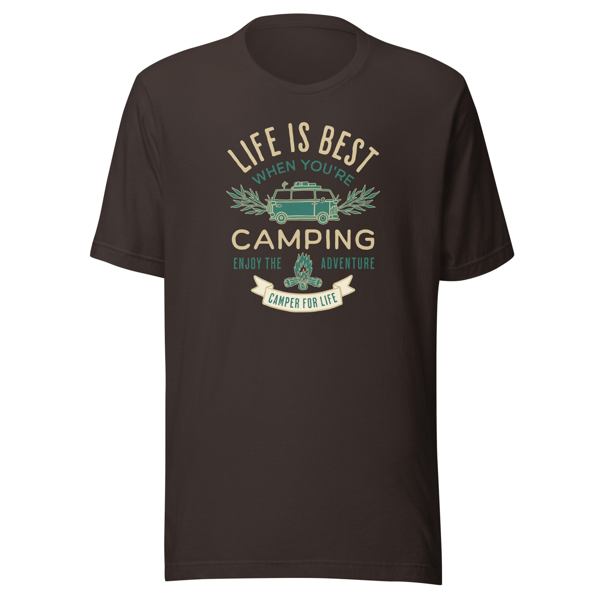 Life is Best When You're Camping Men's Outdoor T-Shirt Brown