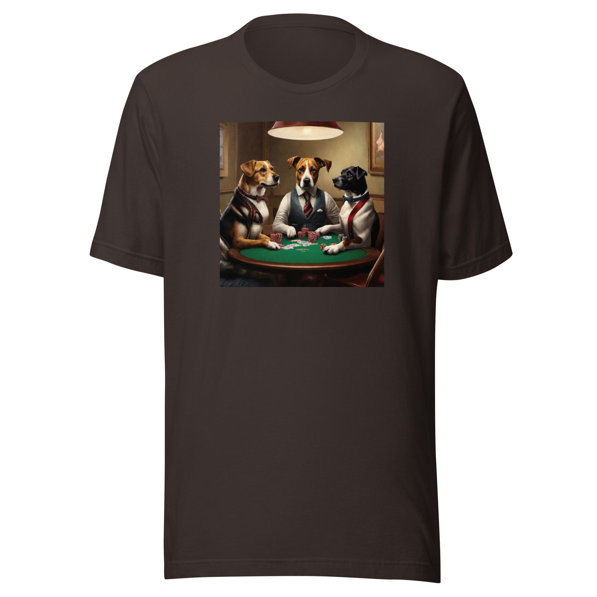 Poker Playing Pooches Men's Funny T-Shirt Brown