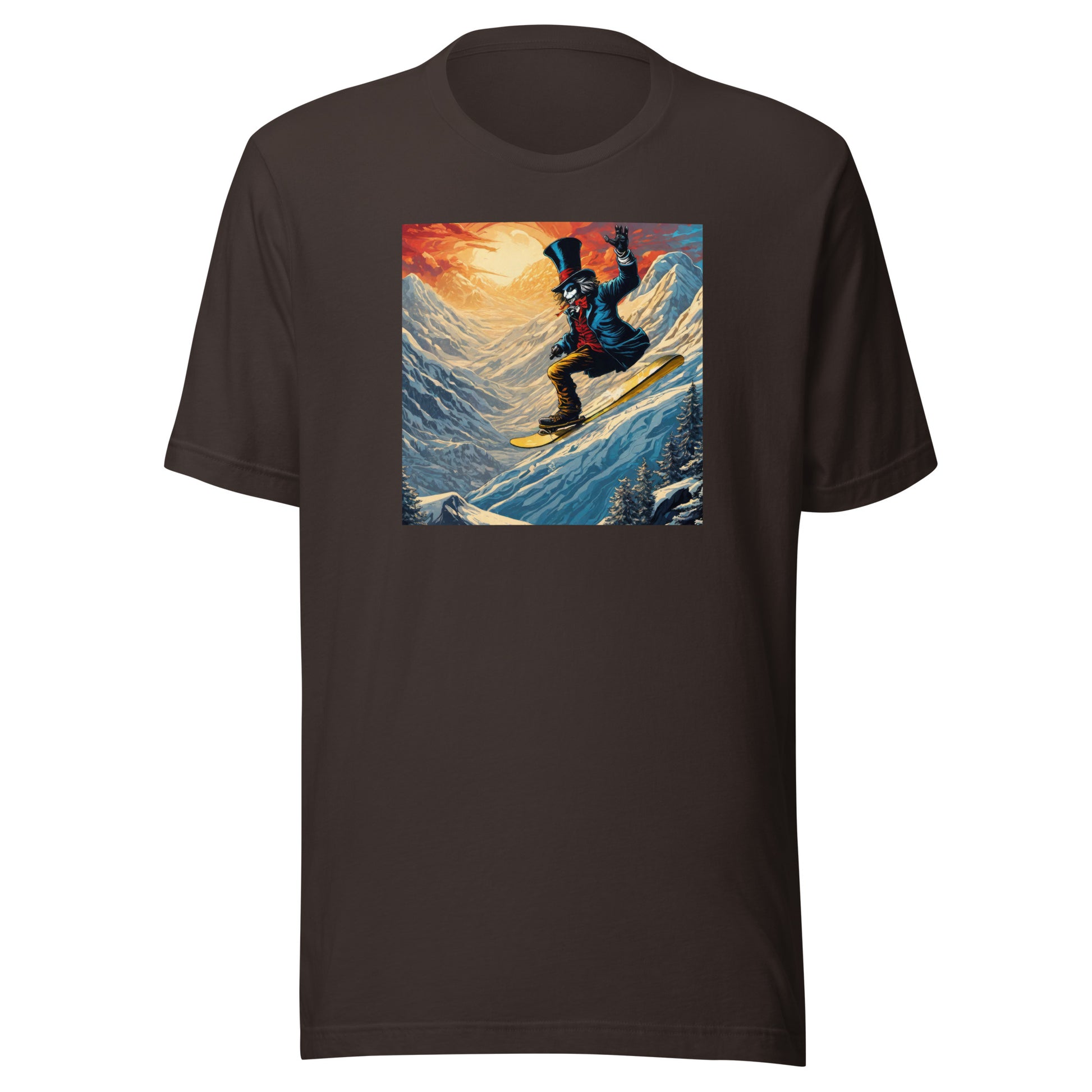 Mad Hatter Snowboarding Men's T-Shirt Brown