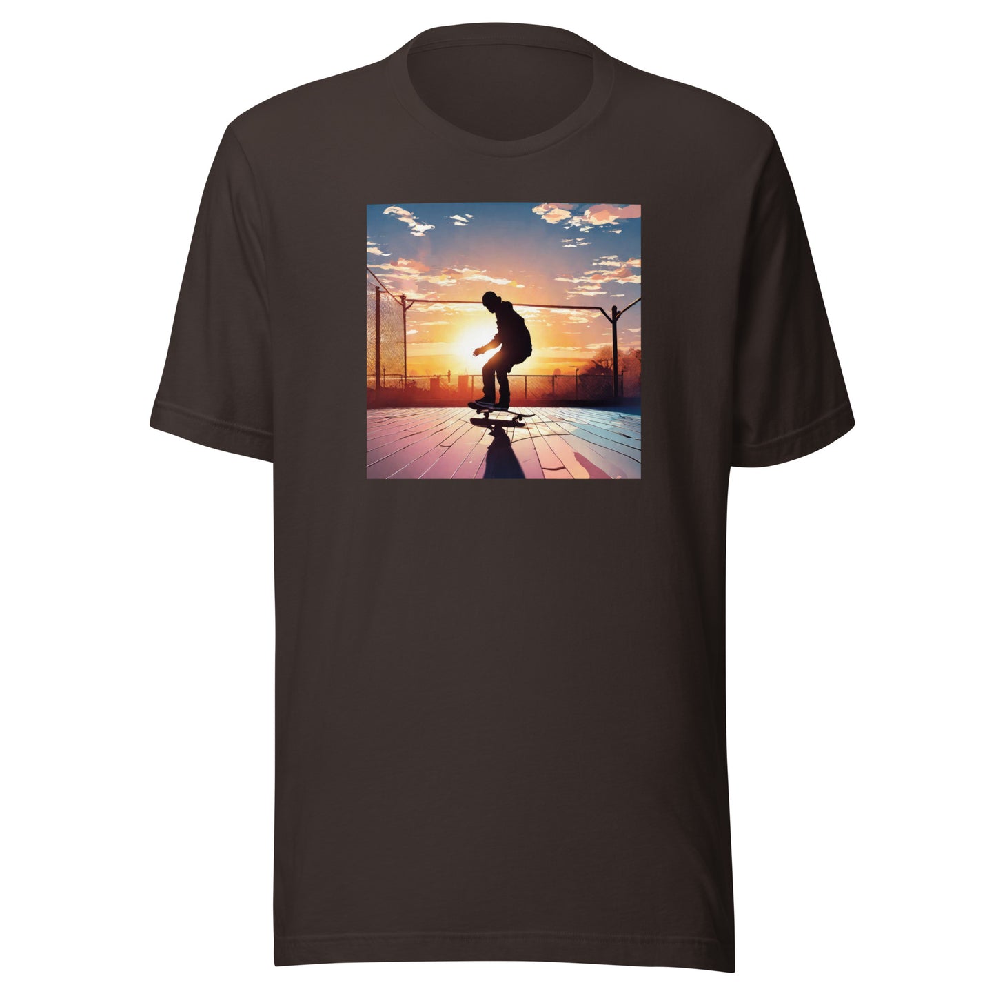 Skateboarding in the Sunset Men's T-Shirt Brown