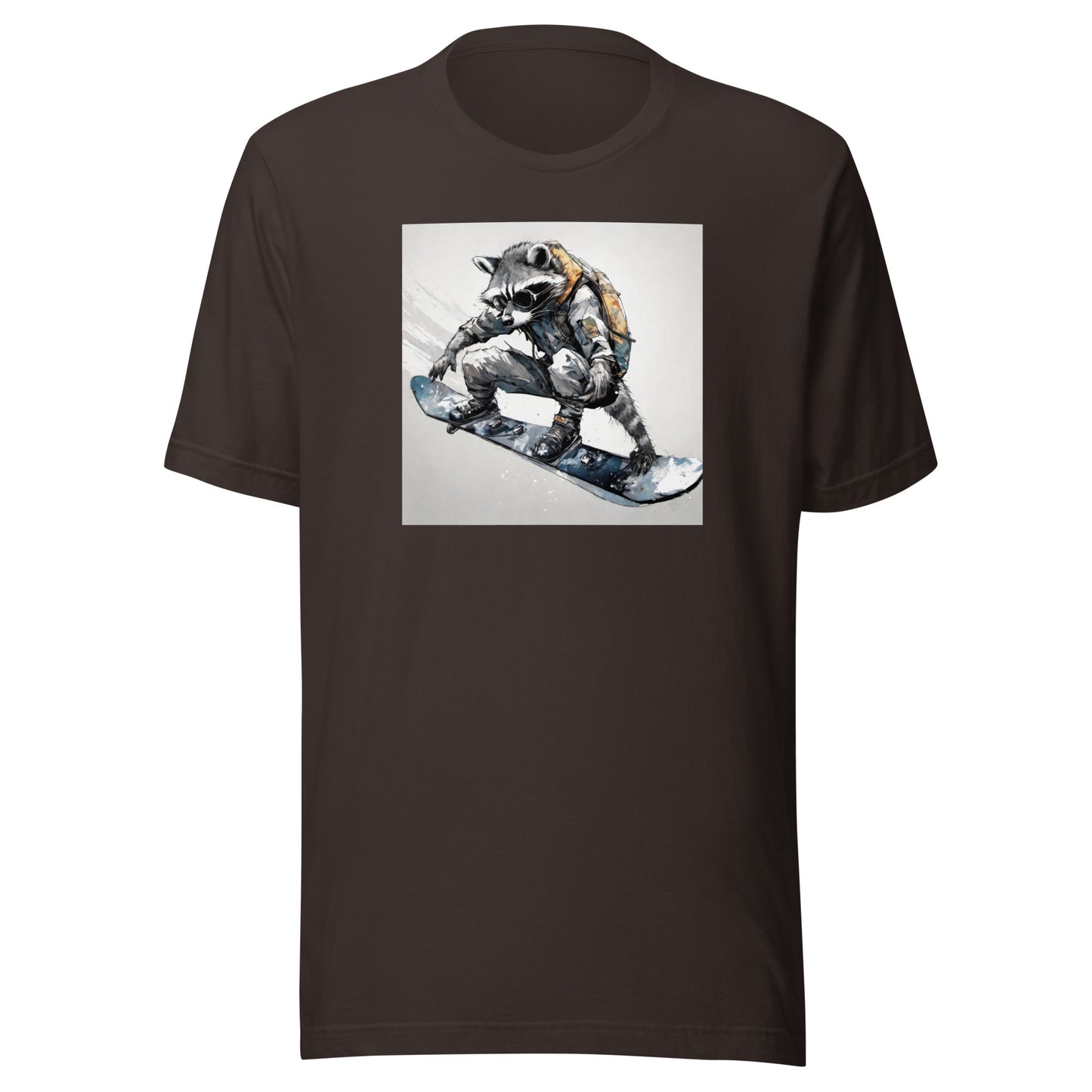 Raccoon Snowboarder Men's T-Shirt Brown