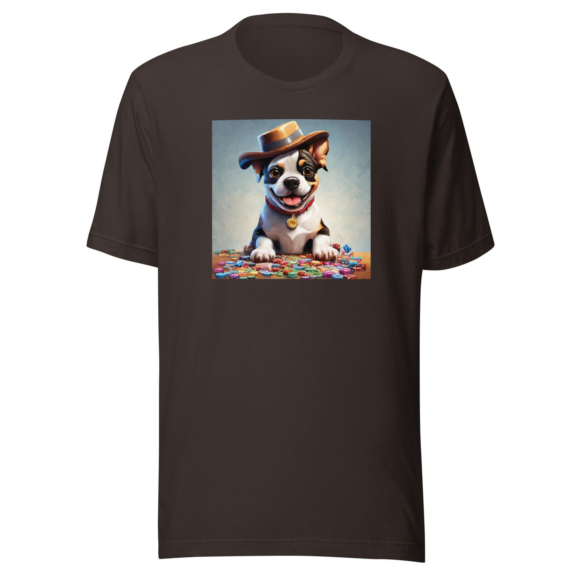 Lucky Dog Poker Night Men's T-Shirt Brown