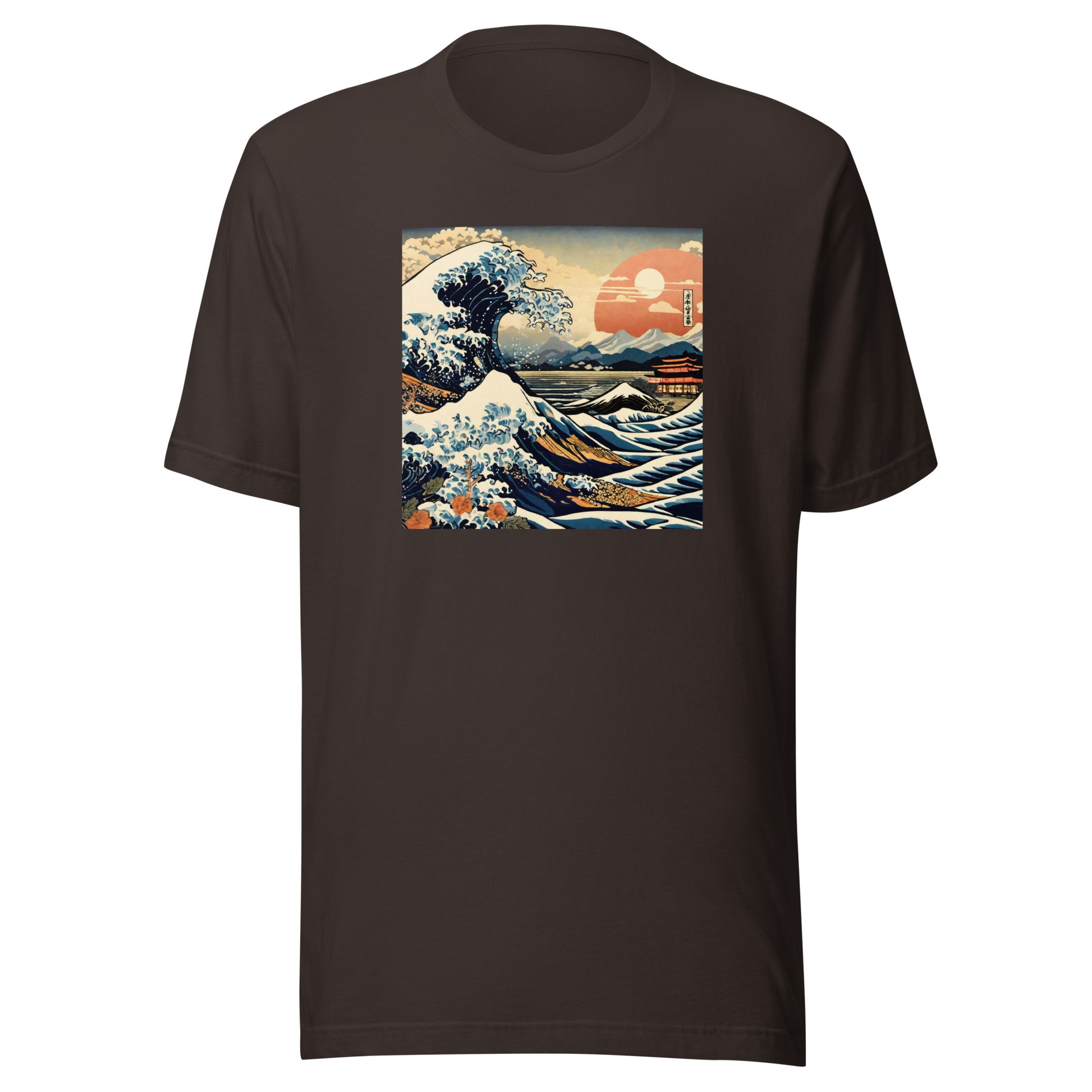 Ukiyo-e Wave Men's T-Shirt Brown