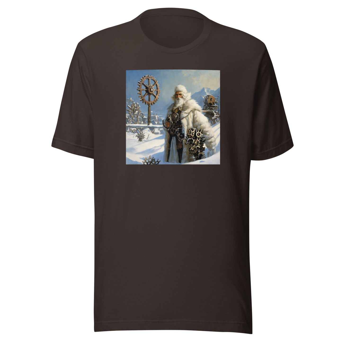 Frosty St Nick Santa Winter Christmas T-Shirt for Men Brown