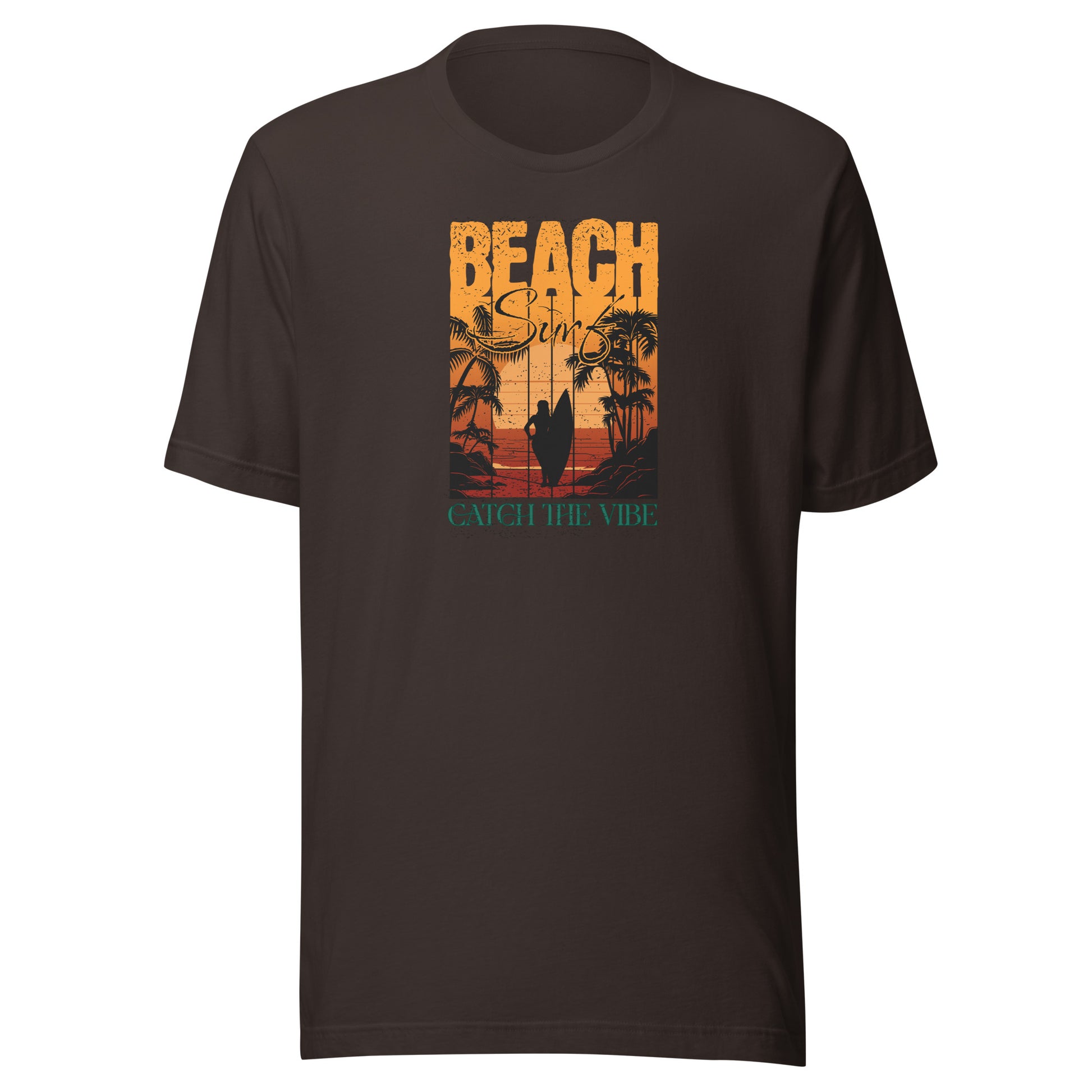 Catch the Beach Vibe Surfing Men's T-Shirt Brown