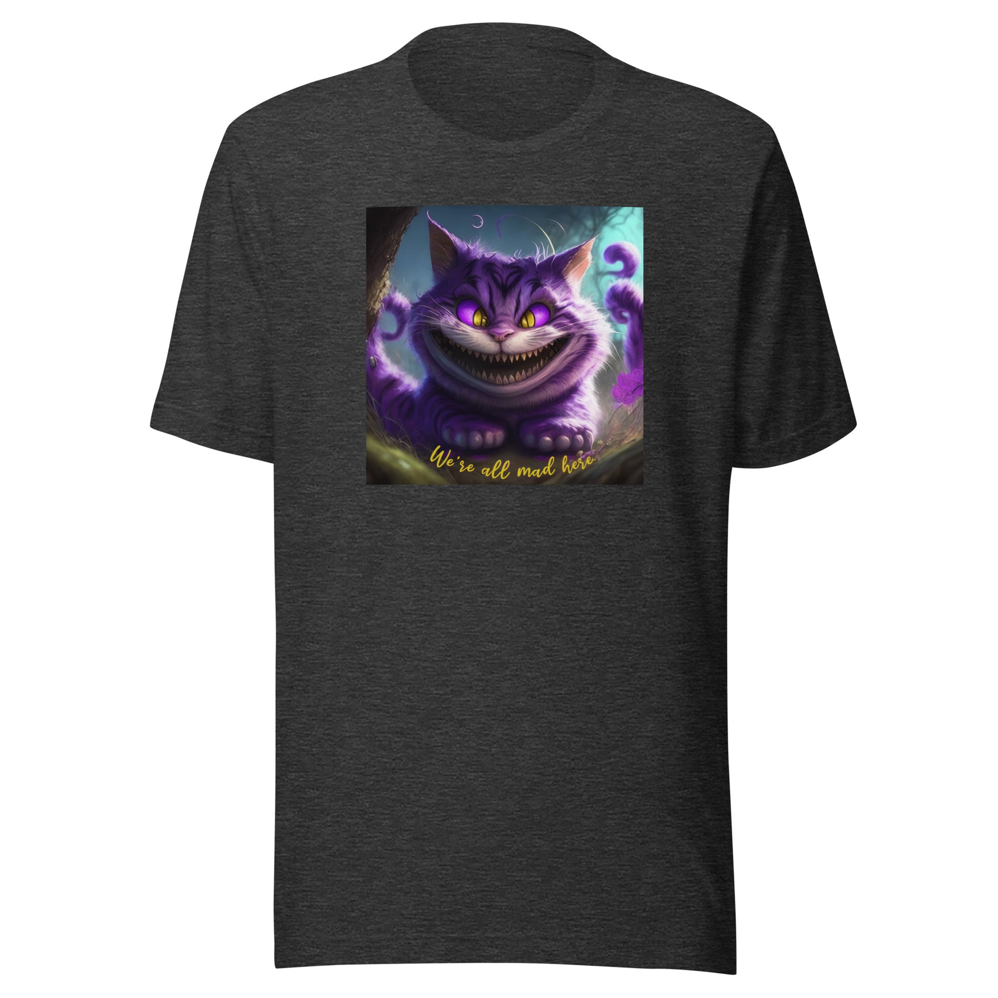 We're All Mad Here Cheshire Cat Men's T-Shirt Dark Grey Heather