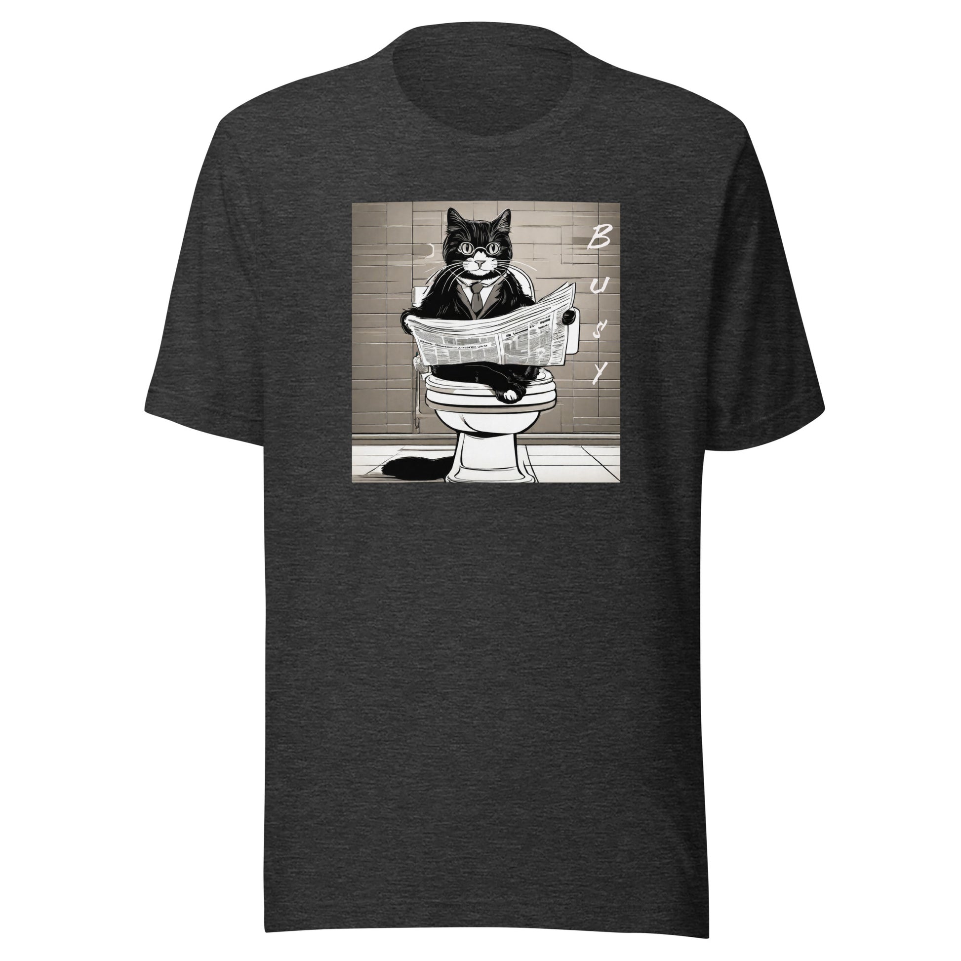 Busy Cat Men's Funny T-Shirt Dark Grey Heather