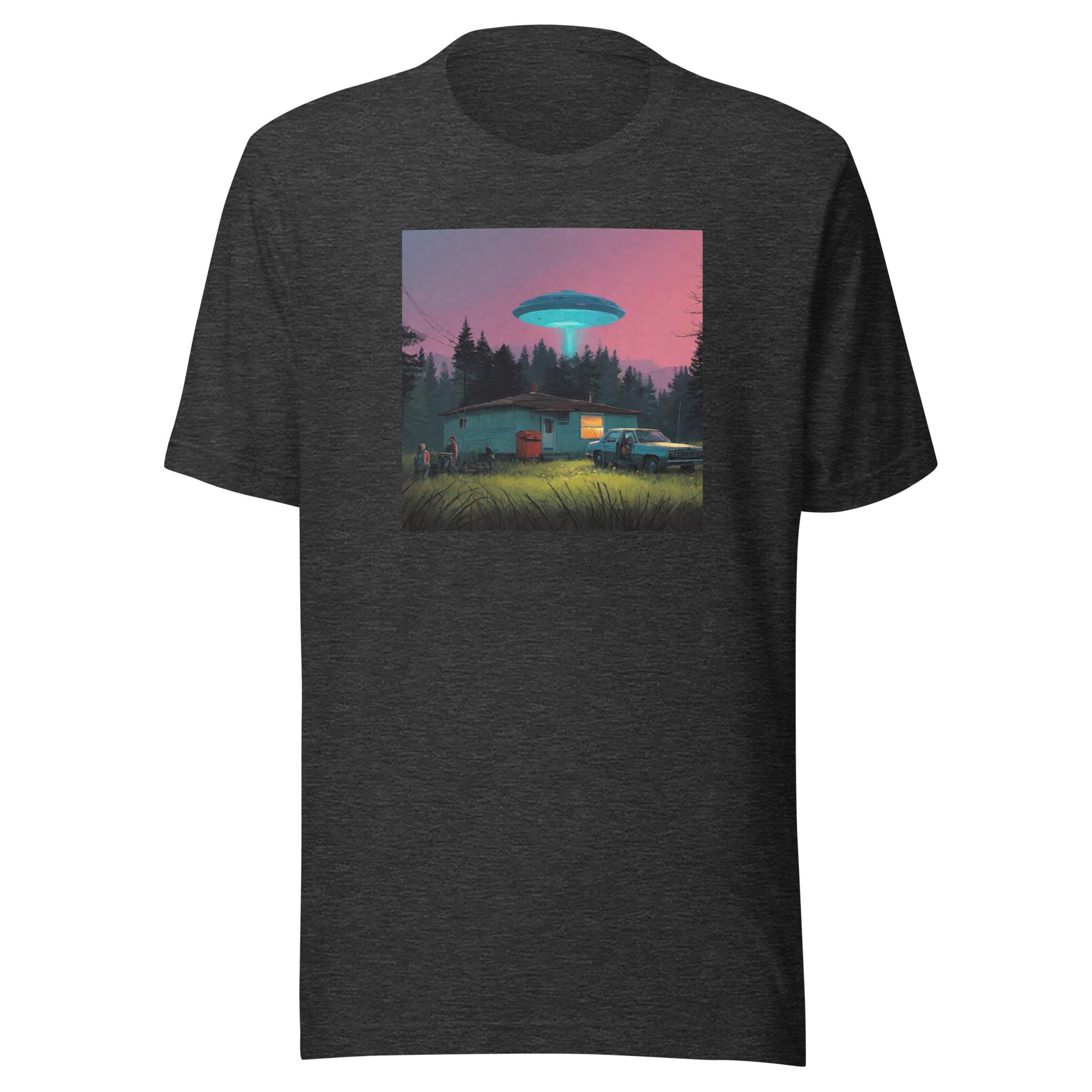 Backwoods Alien Abduction Men's Graphic Tee Dark Grey Heather