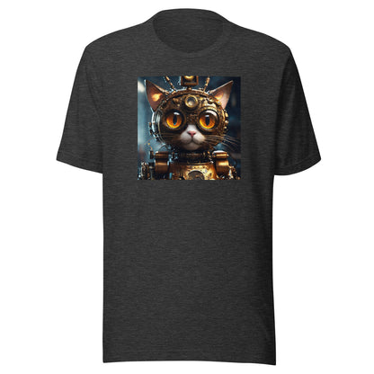 Retro-Futuristic Feline Men's Graphic Tee Dark Grey Heather