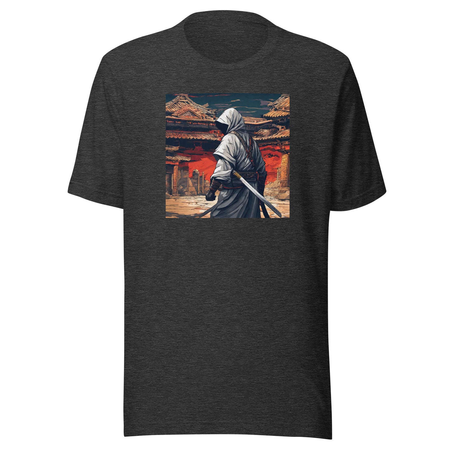 Shadowy Samurai Men's Anime T-Shirt Dark Grey Heather