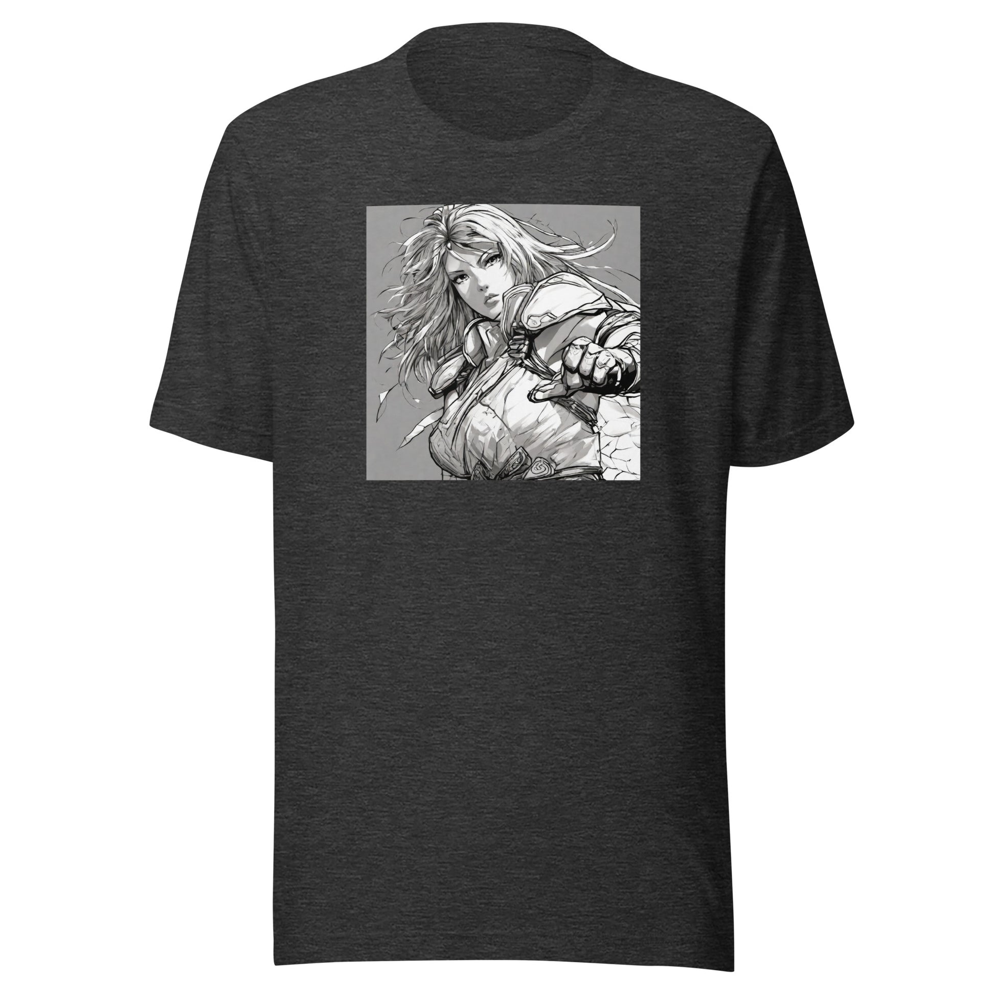 Fearless Swordmaiden Men's Anime T-Shirt Dark Grey Heather