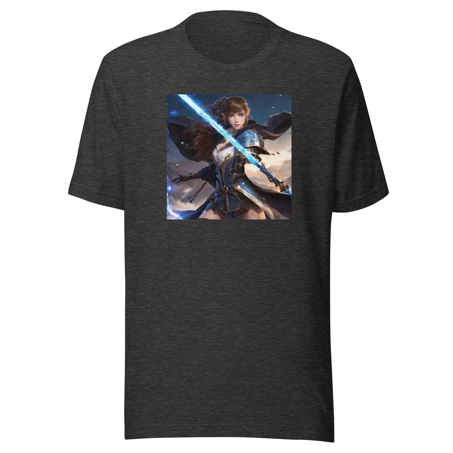 Elven Defender Men's Fantasy Anime T-Shirt Dark Grey Heather