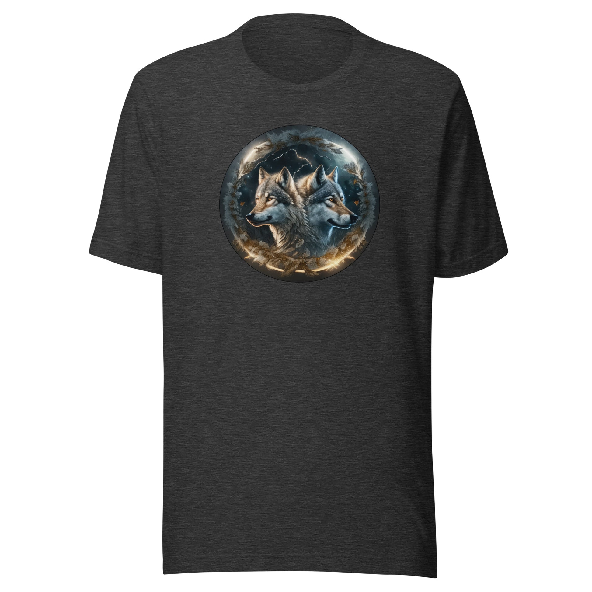 Twin Spirit Wolves Men's Graphic Men's Tee Dark Grey Heather