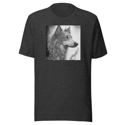 Serene Wolf Men's Graphic Tee Dark Grey Heather