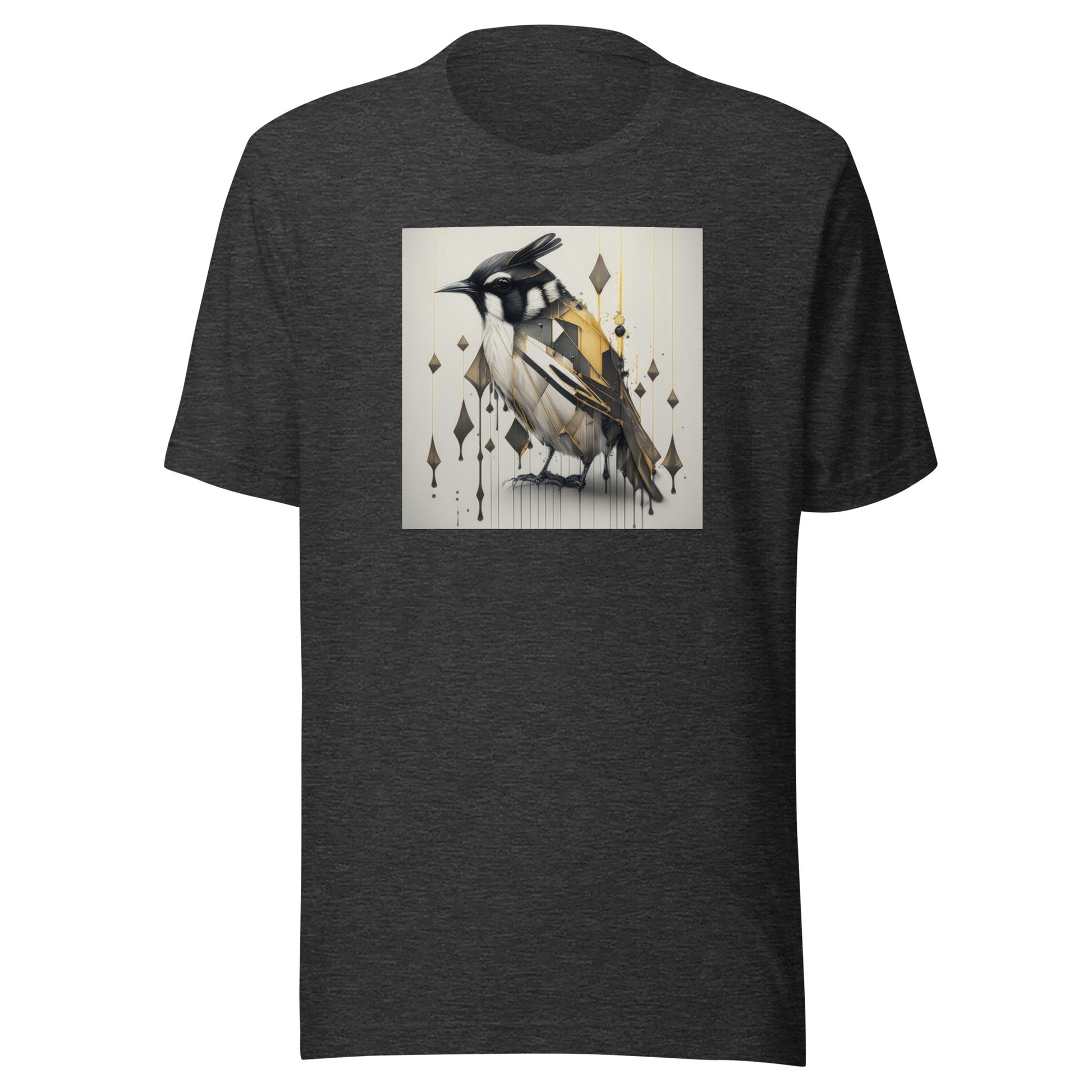 Geometric Chickadee Bird Men's Graphic Tee Dark Grey Heather