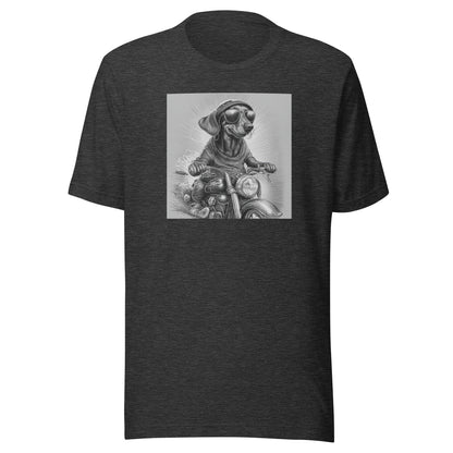 Happy Dachshund Biker Men's Graphic Tee Dark Grey Heather